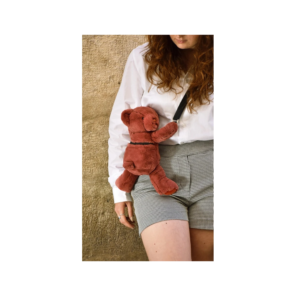 DOUDOU ET COMPAGNIE DOUDOU pluszowa torba na ramię miś  terakota