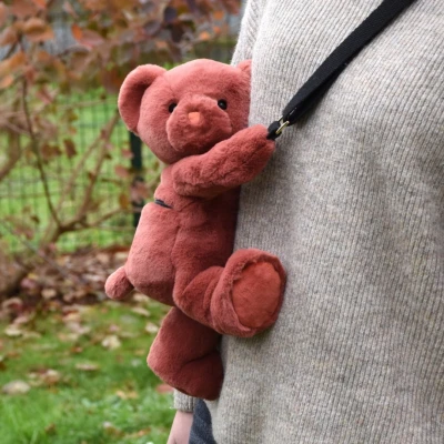 DOUDOU ET COMPAGNIE DOUDOU pluszowa torba na ramię miś  terakota
