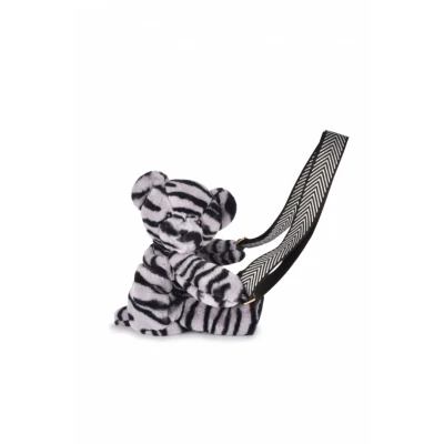 DOUDOU ET COMPAGNIE DOUDOU pluszowa torba na ramię miś w zebrę  czarno-biały zebra