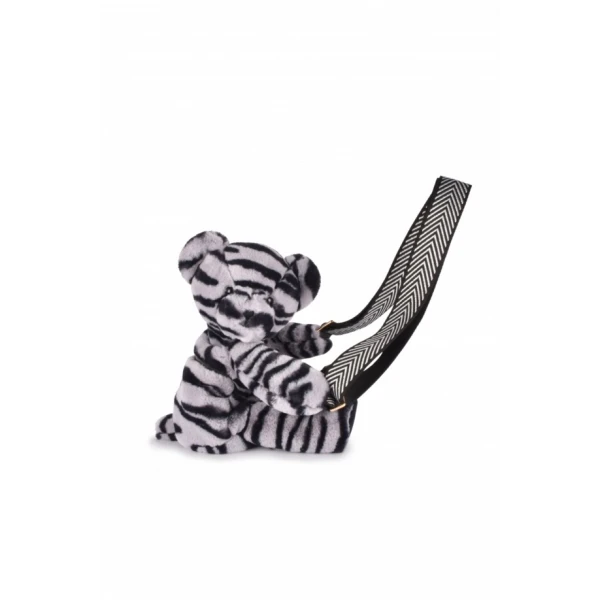 DOUDOU ET COMPAGNIE DOUDOU pluszowa torba na ramię miś w zebrę  czarno-biały zebra