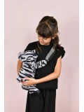 DOUDOU ET COMPAGNIE DOUDOU pluszowa torba na ramię miś w zebrę  czarno-biały zebra