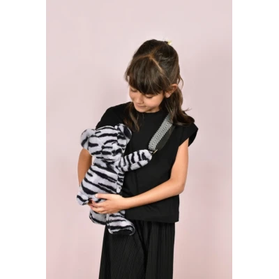 DOUDOU ET COMPAGNIE DOUDOU pluszowa torba na ramię miś w zebrę  czarno-biały zebra