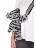 DOUDOU ET COMPAGNIE DOUDOU pluszowa torba na ramię miś w zebrę  czarno-biały zebra