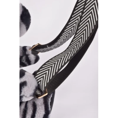 DOUDOU ET COMPAGNIE DOUDOU pluszowa torba na ramię miś w zebrę  czarno-biały zebra