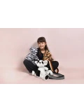 DOUDOU ET COMPAGNIE DOUDOU pluszowa torba na ramię miś w zebrę  czarno-biały zebra