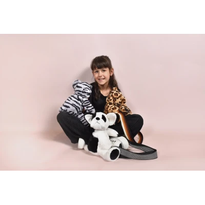 DOUDOU ET COMPAGNIE DOUDOU pluszowa torba na ramię miś w zebrę  czarno-biały zebra