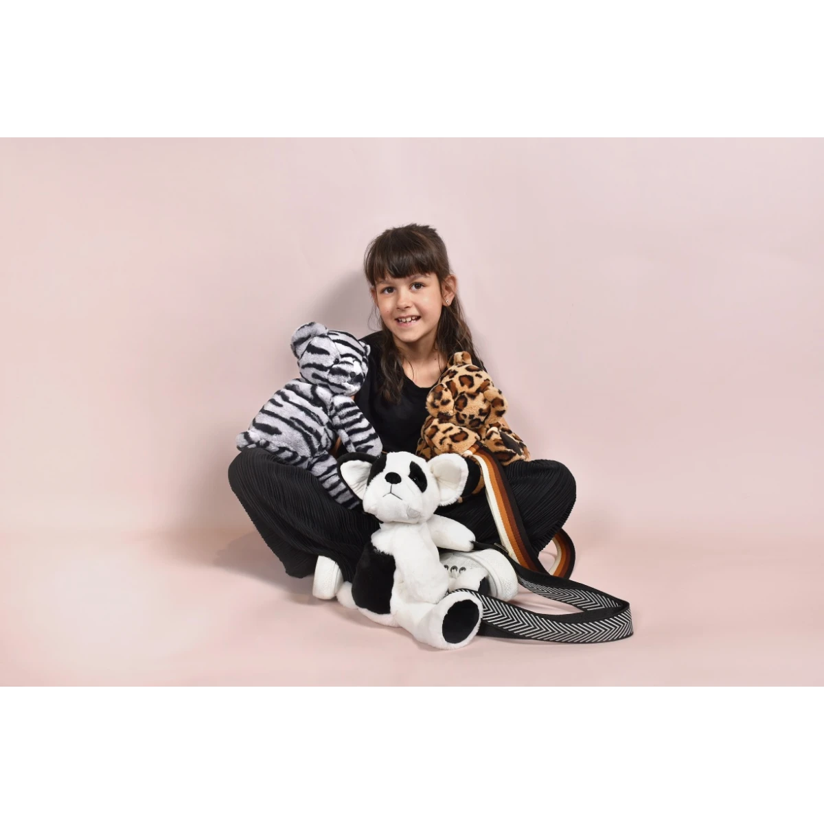 DOUDOU ET COMPAGNIE DOUDOU pluszowa torba na ramię miś w zebrę  czarno-biały zebra