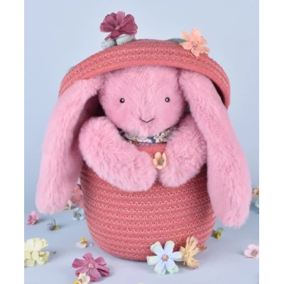 DOUDOU ET COMPAGNIE DOUDOU pluszowy królik Lapin Fleurette  25 cm różowy grenadine