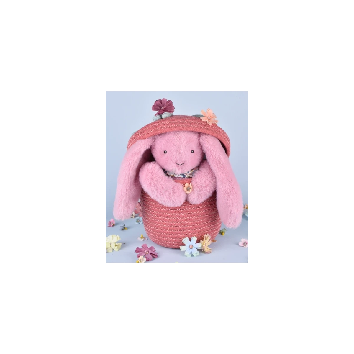 DOUDOU ET COMPAGNIE DOUDOU pluszowy królik Lapin Fleurette  25 cm różowy grenadine