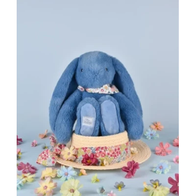 DOUDOU ET COMPAGNIE DOUDOU pluszowy królik Lapin Fleurette  25 cm niebieski