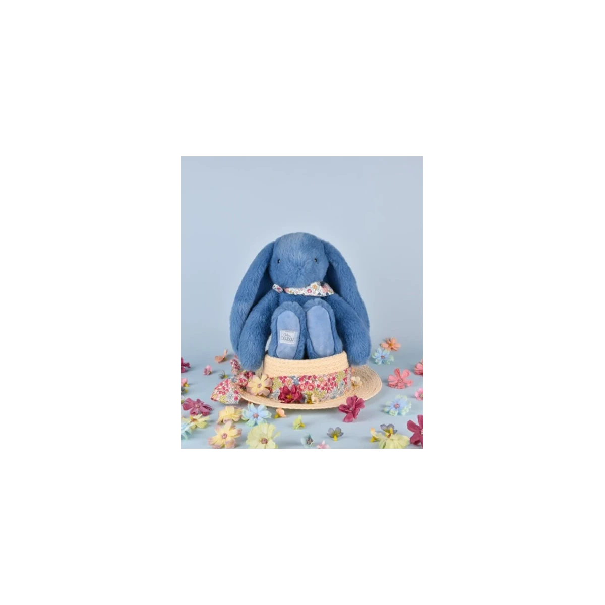 DOUDOU ET COMPAGNIE DOUDOU pluszowy królik Lapin Fleurette  25 cm niebieski