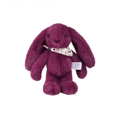 DOUDOU ET COMPAGNIE DOUDOU pluszowy królik Lapin Fleurette  25 cm śliwka