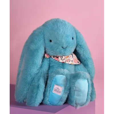 DOUDOU ET COMPAGNIE DOUDOU pluszowy królik Lapin Fleurette  35 cm turkus