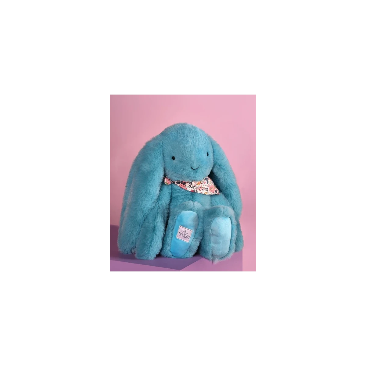 DOUDOU ET COMPAGNIE DOUDOU pluszowy królik Lapin Fleurette  35 cm turkus