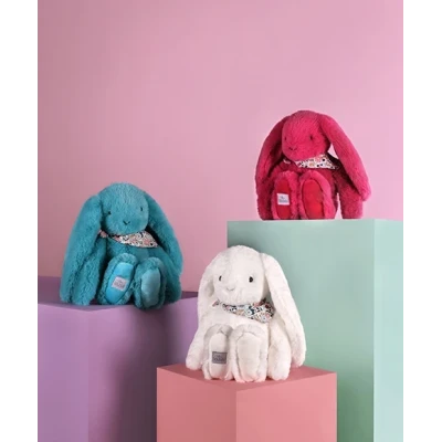 DOUDOU ET COMPAGNIE DOUDOU pluszowy królik Lapin Fleurette  35 cm turkus