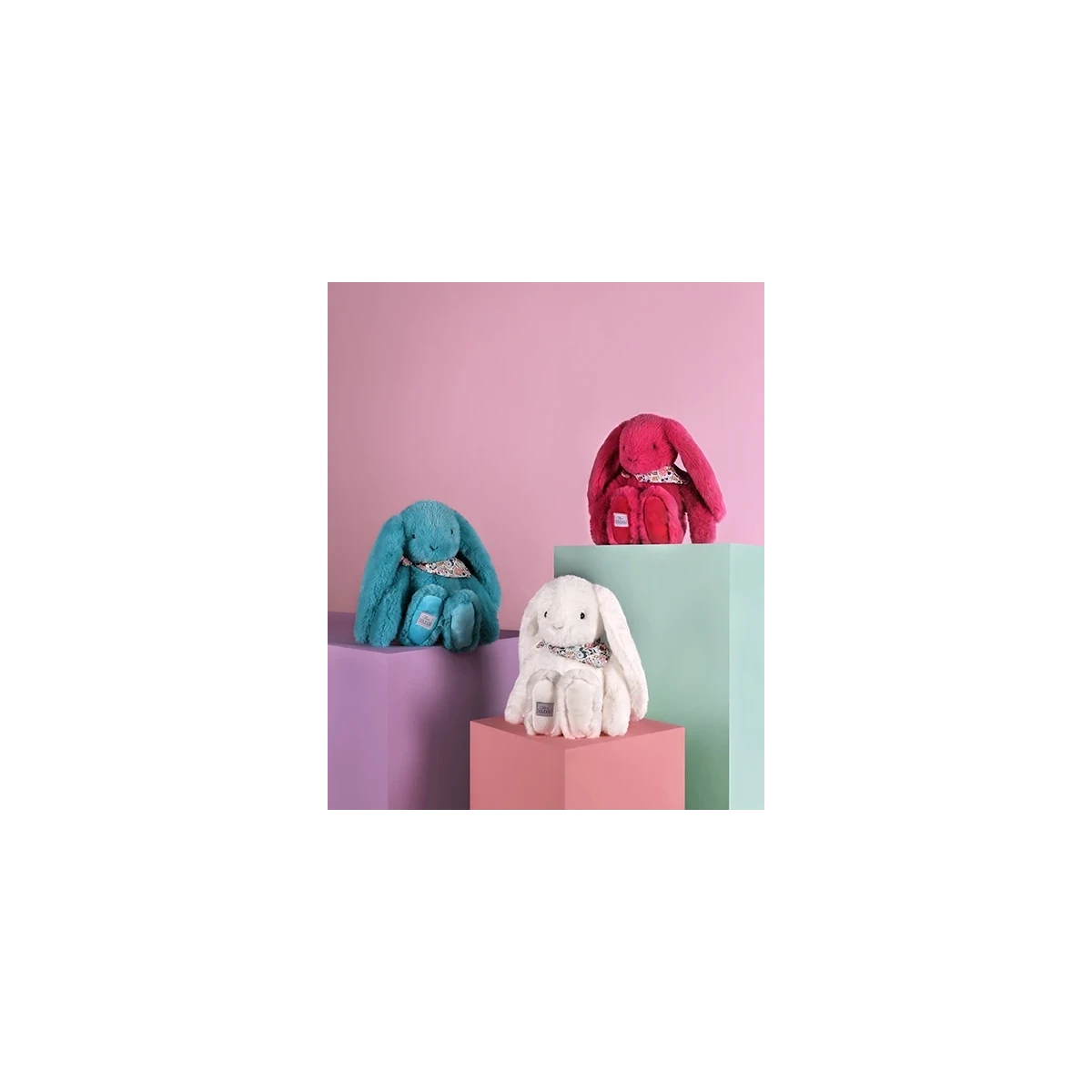 DOUDOU ET COMPAGNIE DOUDOU pluszowy królik Lapin Fleurette  35 cm turkus