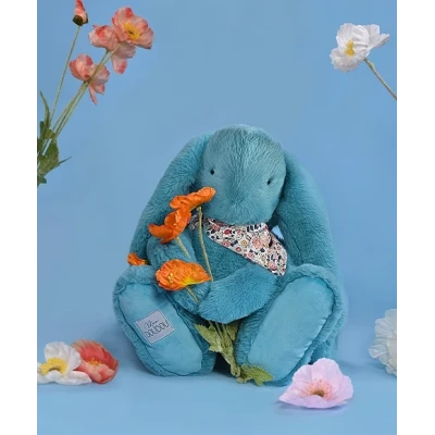 DOUDOU ET COMPAGNIE DOUDOU pluszowy królik Lapin Fleurette  50 cm turkus