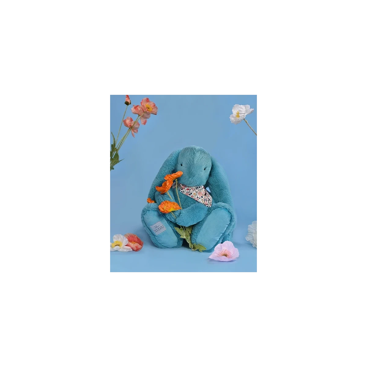 DOUDOU ET COMPAGNIE DOUDOU pluszowy królik Lapin Fleurette  50 cm turkus