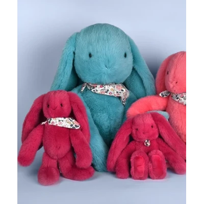 DOUDOU ET COMPAGNIE DOUDOU pluszowy królik Lapin Fleurette  50 cm turkus