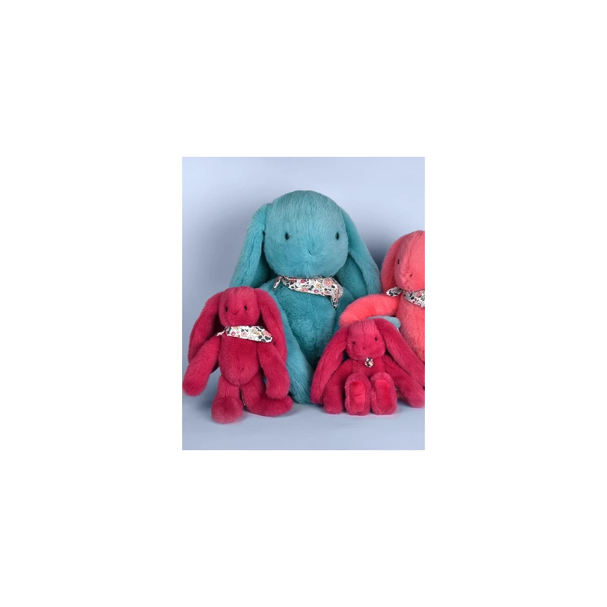 DOUDOU ET COMPAGNIE DOUDOU pluszowy królik Lapin Fleurette  50 cm turkus