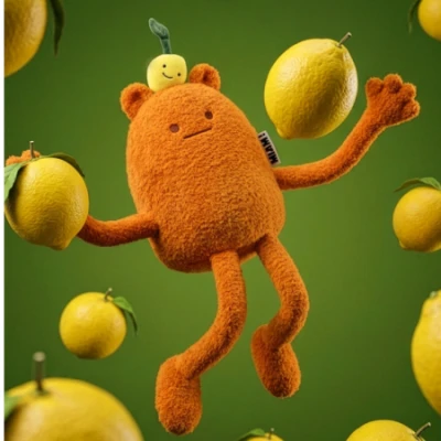 DOUDOU ET COMPAGNIE DOUDOU MIAM! John Lemon 60 cm pomarańczowa cytryna
