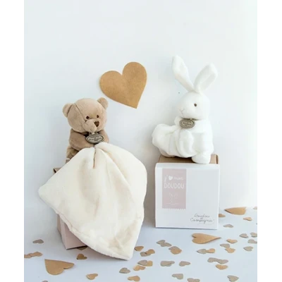 DOUDOU ET COMPAGNIE DOUDOU przytulanka miś z kocykiem  beżowy