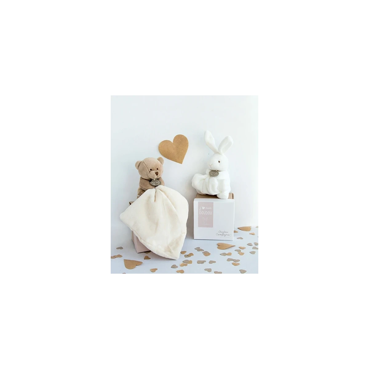 DOUDOU ET COMPAGNIE DOUDOU przytulanka miś z kocykiem  beżowy