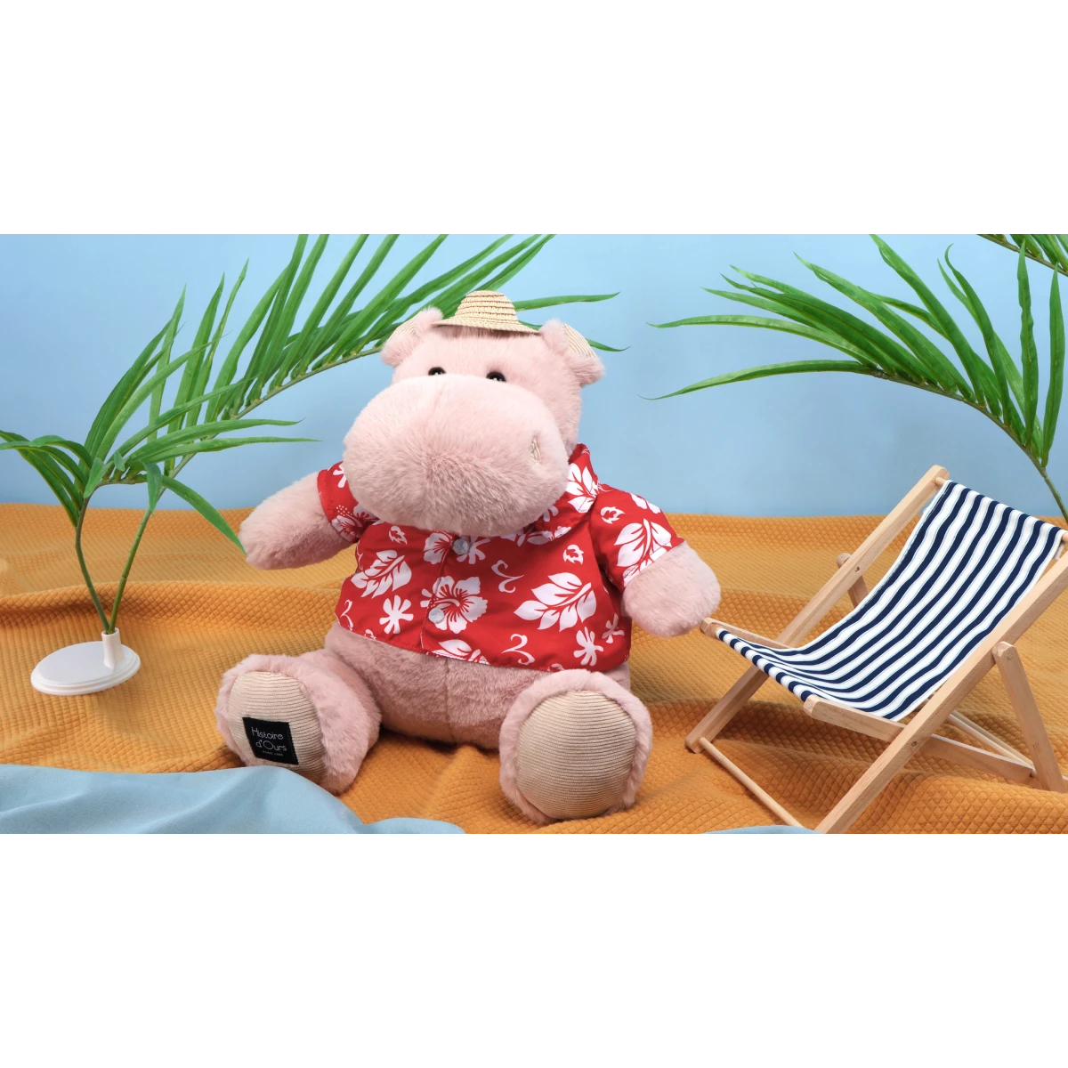 DOUDOU ET COMPAGNIE DOUDOU – pluszowy hipopotam ALOHA Histoire d'Ours 38 cm pudrowy