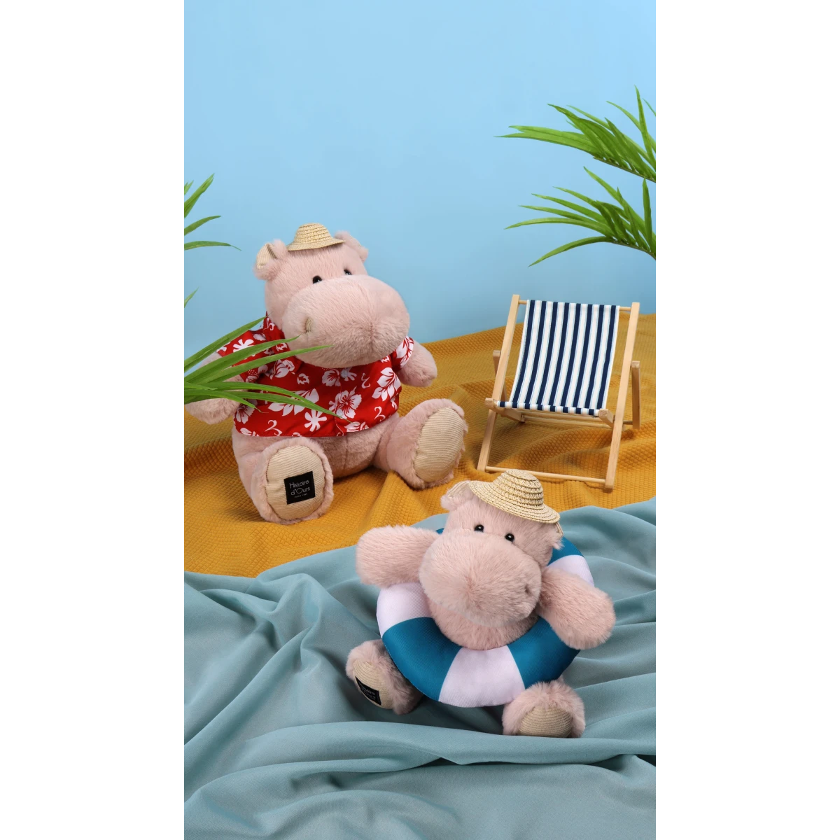 DOUDOU ET COMPAGNIE DOUDOU – pluszowy hipopotam ALOHA Histoire d'Ours 38 cm pudrowy
