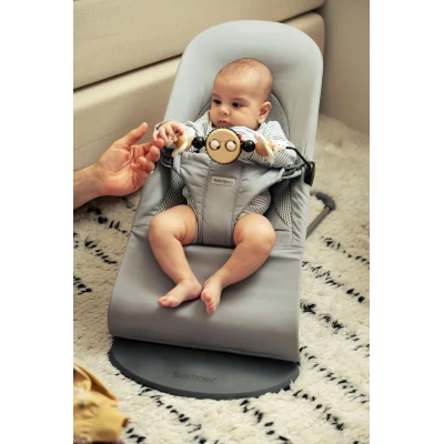 BABYBJORN leżaczek BALANCE SOFT WOVEN/JERSEY Tri Fabric Ciemny Szary + zabawka do leżaczka Googly Eyes