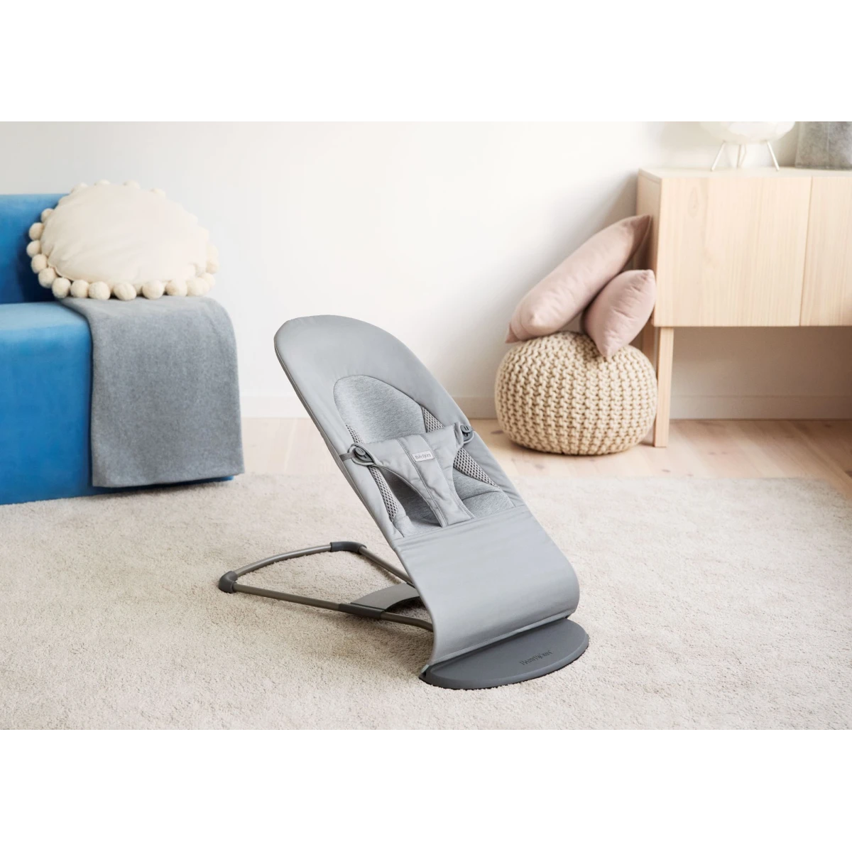 BABYBJORN leżaczek BALANCE SOFT WOVEN/JERSEY Tri Fabric Ciemny Szary + zabawka do leżaczka Googly Eyes