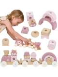VIGA TOYS VIGA PolarB Różowa Kolejka Pociąg z Wagonikami Klocki | Pan Piksel