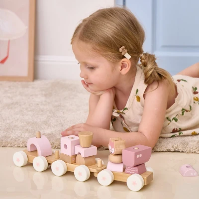 VIGA TOYS VIGA PolarB Różowa Kolejka Pociąg z Wagonikami Klocki | Pan Piksel
