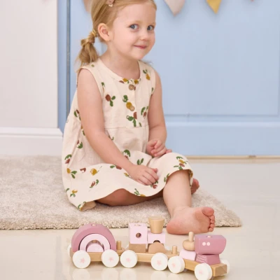 VIGA TOYS VIGA PolarB Różowa Kolejka Pociąg z Wagonikami Klocki | Pan Piksel
