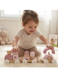 VIGA TOYS VIGA PolarB Różowa Kolejka Pociąg z Wagonikami Klocki | Pan Piksel