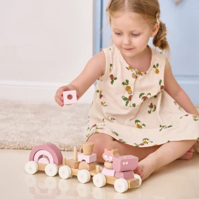 VIGA TOYS VIGA PolarB Różowa Kolejka Pociąg z Wagonikami Klocki | Pan Piksel