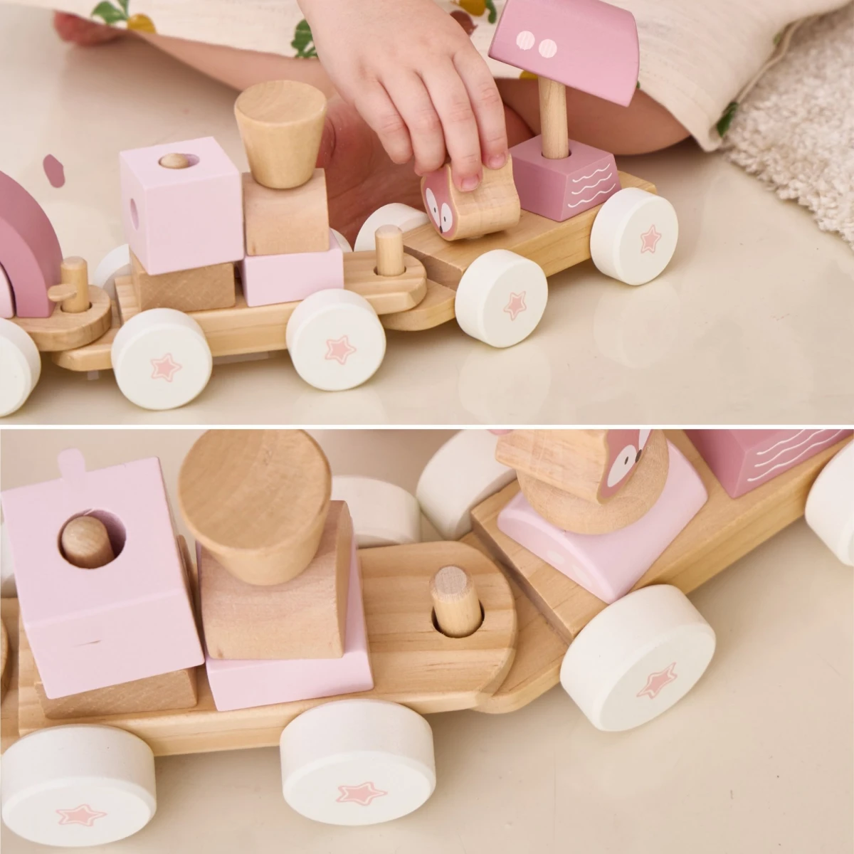VIGA TOYS VIGA PolarB Różowa Kolejka Pociąg z Wagonikami Klocki | Pan Piksel