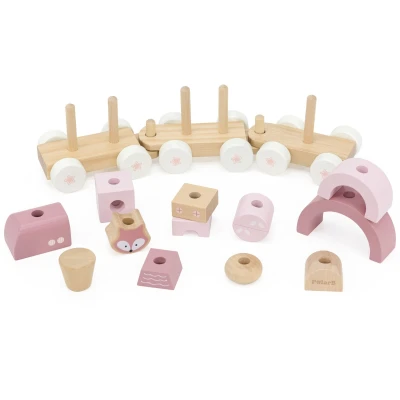 VIGA TOYS VIGA PolarB Różowa Kolejka Pociąg z Wagonikami Klocki | Pan Piksel