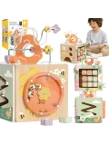 CLASSIC WORLD Drewniana Kostka Edukacyjna Sensoryczna 5w1 | Pan Piksel