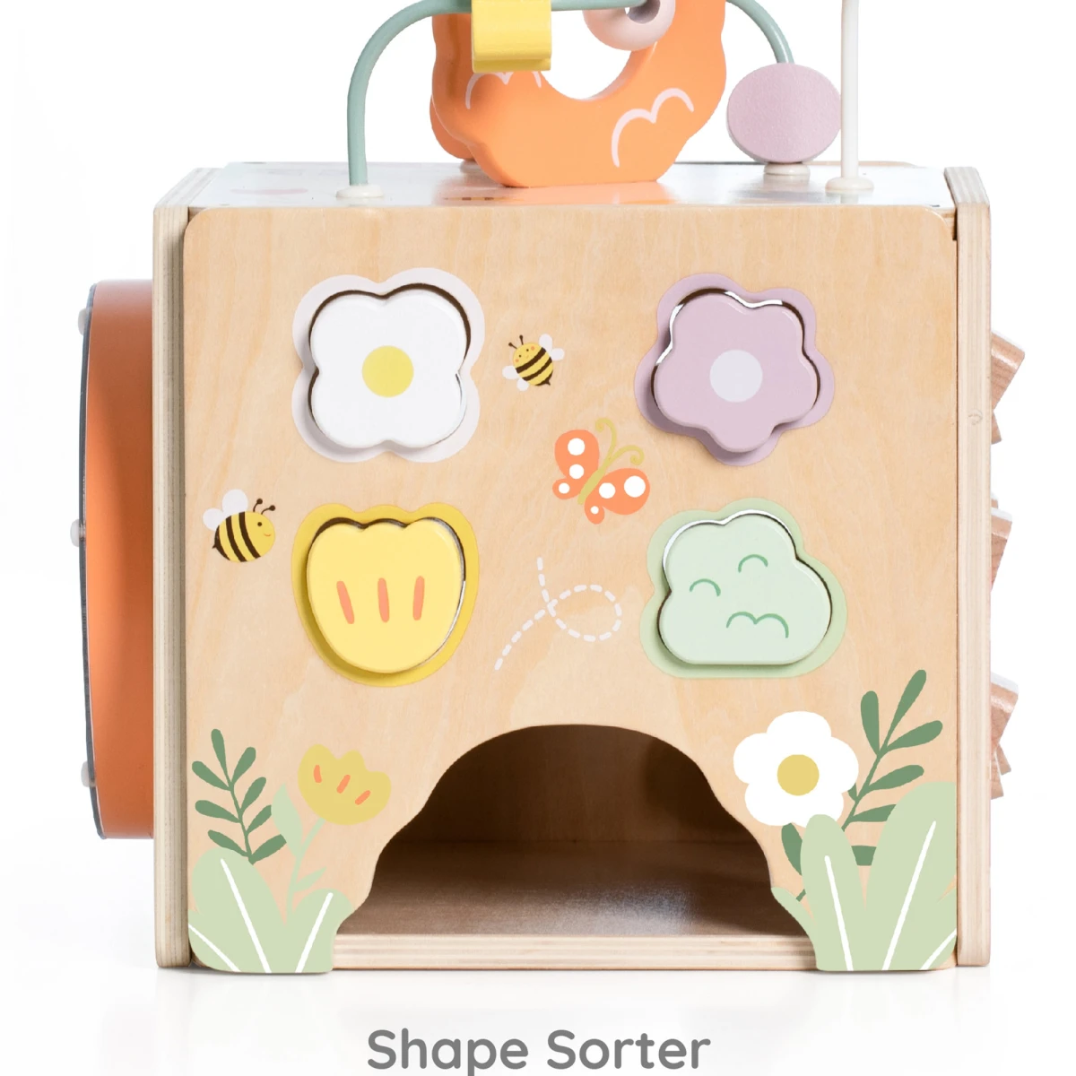 CLASSIC WORLD Drewniana Kostka Edukacyjna Sensoryczna 5w1 | Pan Piksel