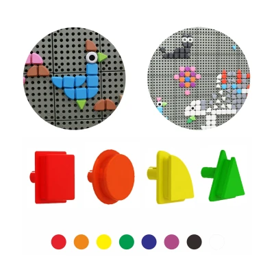 MASTERKIDZ Zestaw Kołeczki w kształcie figur geometrycznych 64szt do tablic STEM | Pan Piksel