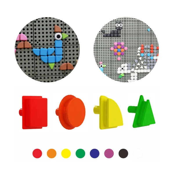 MASTERKIDZ Zestaw Kołeczki w kształcie figur geometrycznych 64szt do tablic STEM | Pan Piksel
