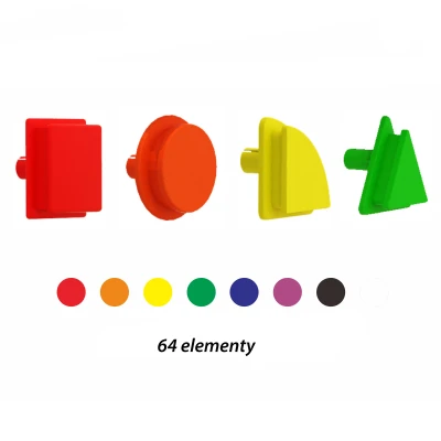 MASTERKIDZ Zestaw Kołeczki w kształcie figur geometrycznych 64szt do tablic STEM | Pan Piksel