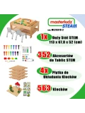 MASTERKIDZ Drewniany Stół Edukacyjny + AKCESORIA STEM WALL + 563 Klocków | Pan Piksel