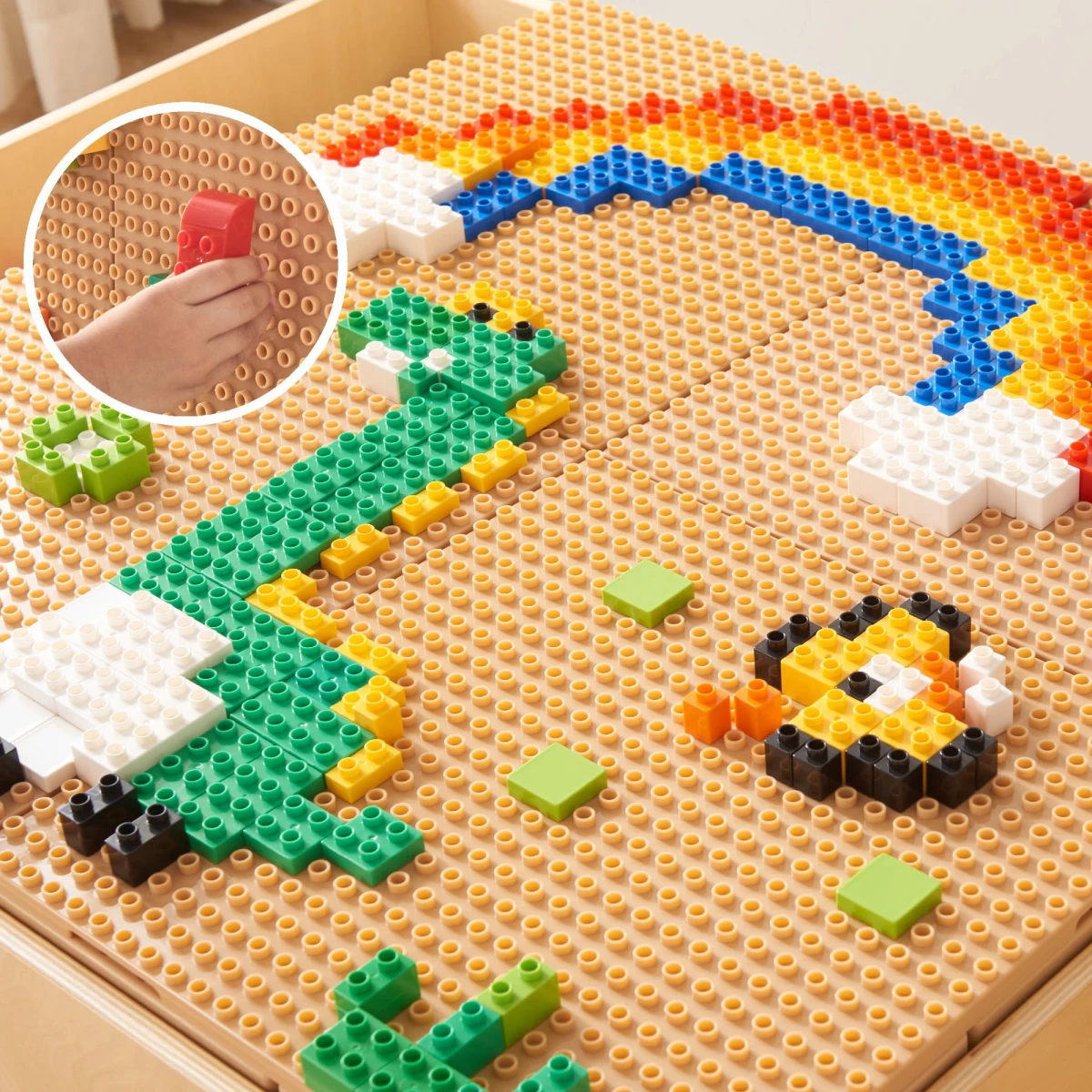 MASTERKIDZ Drewniany Stół Edukacyjny + AKCESORIA STEM WALL + 563 Klocków | Pan Piksel