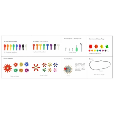MASTERKIDZ Drewniany Stół Edukacyjny + AKCESORIA STEM WALL + 563 Klocków | Pan Piksel