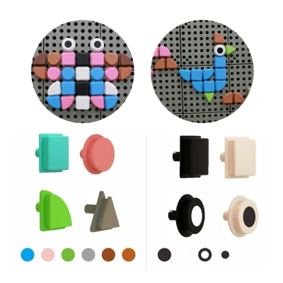 MASTERKIDZ Zestaw Kołeczki w kształcie figur geometrycznych 64szt do tablic STEM | Pan Piksel