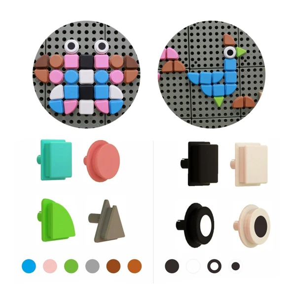 MASTERKIDZ Zestaw Kołeczki w kształcie figur geometrycznych 64szt do tablic STEM | Pan Piksel