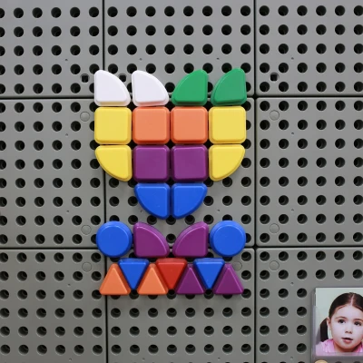 MASTERKIDZ Zestaw Kołeczki w kształcie figur geometrycznych 64szt do tablic STEM | Pan Piksel