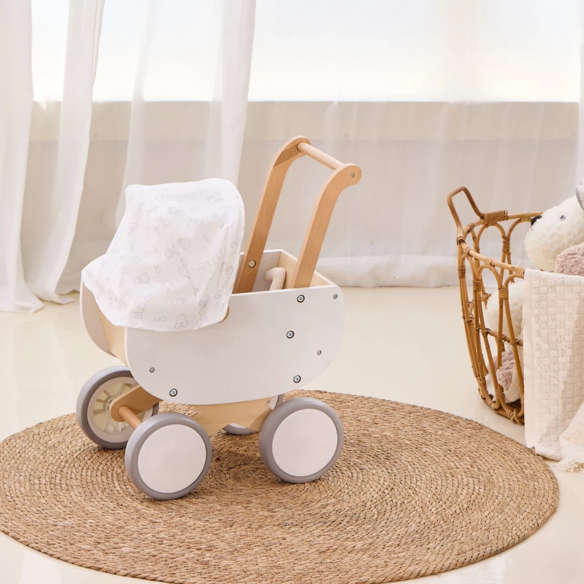Wózek dla lalek White Doll Viga | Pan Piksel